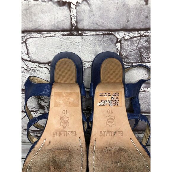 Anthropologie Gee Wawa Blue Leather Peep Toe Heel Strap Sandals Women Sz 10M US - Picture 11 of 16